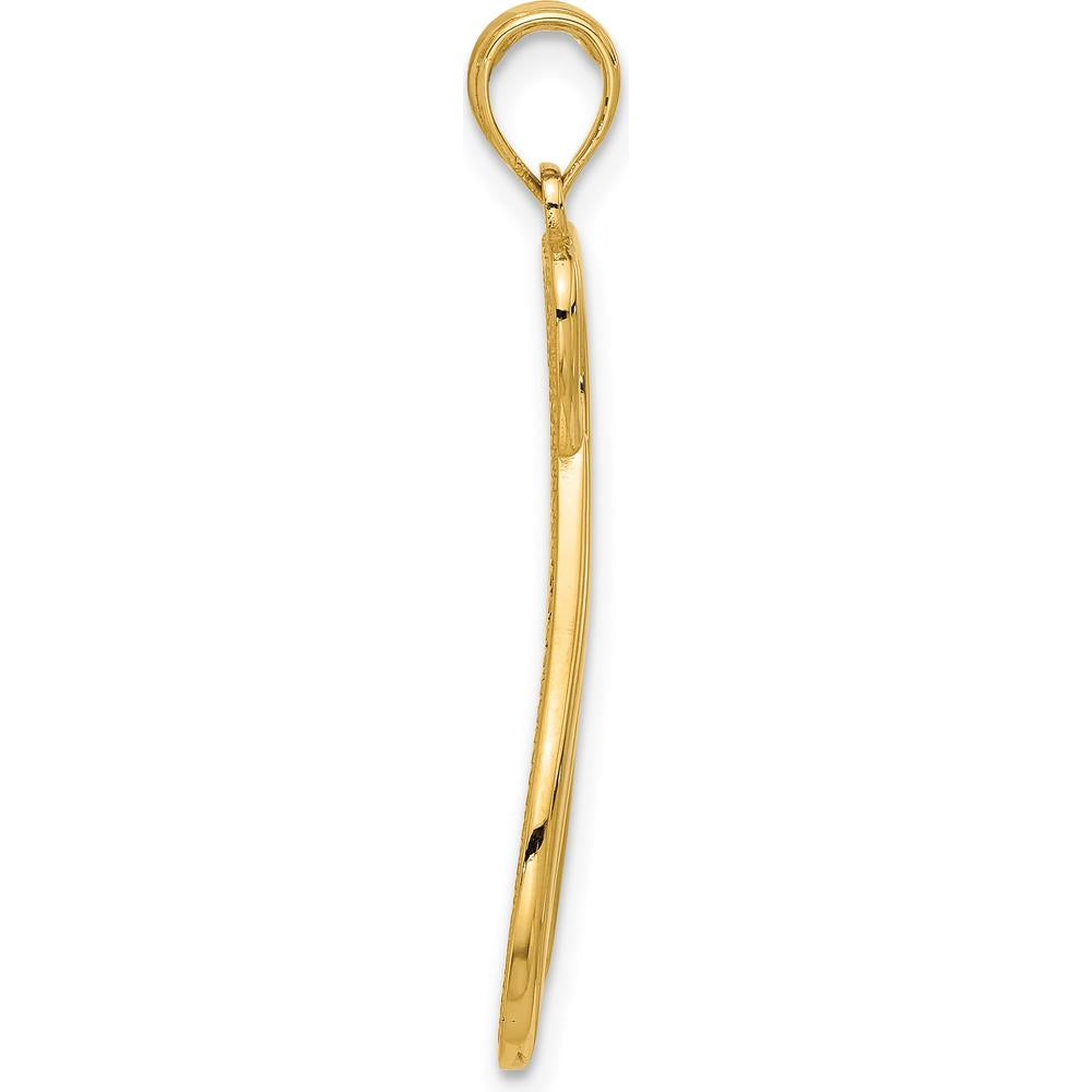 14K Yellow Gold Polished Awareness Ribbon Pendant - 33mm Long by Oro Pregiato