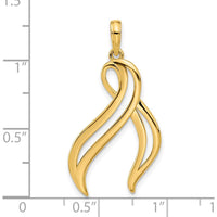 14K Yellow Gold Polished Awareness Ribbon Pendant - 33mm Long by Oro Pregiato