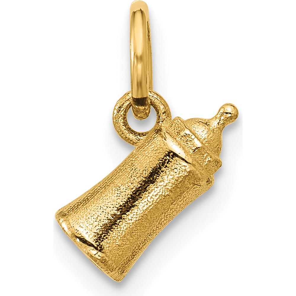 14K Yellow Gold Polished Baby Bottle Pendant - 9mm Length by Oro Pregiato