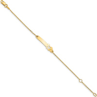 14K Yellow Gold Polished Baby/Child Butterfly ID Bracelet with Engravable Plate - 5.5" Length with 1" Extender by Oro Pregiato