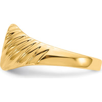 14K Yellow Gold Polished Baby Rectangle Signet Ring with Stripes Design by Oro Pregiato