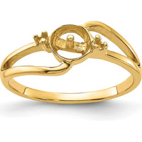 14K Yellow Gold Polished Band Ring Mounting with Side Stone & Center Stone Setting by Oro Pregiato