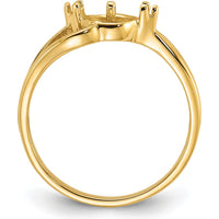 14K Yellow Gold Polished Band Ring Mounting with Side Stone & Center Stone Setting by Oro Pregiato