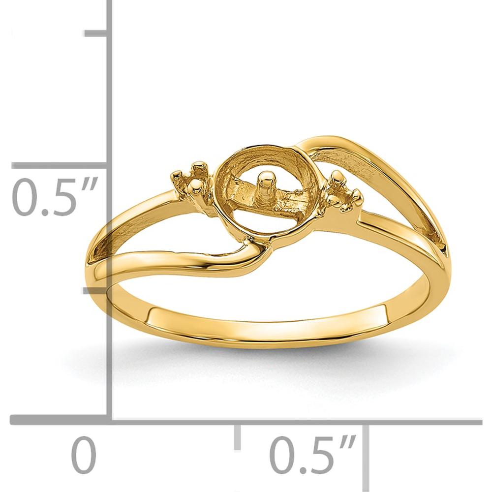 14K Yellow Gold Polished Band Ring Mounting with Side Stone & Center Stone Setting by Oro Pregiato