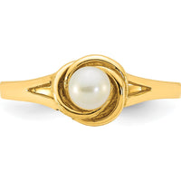 14K Yellow Gold Polished Band Ring with 4-5mm Round White Freshwater Cultured Pearl by Monteluci Fine Jewelry