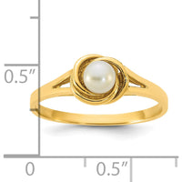 14K Yellow Gold Polished Band Ring with 4-5mm Round White Freshwater Cultured Pearl by Monteluci Fine Jewelry