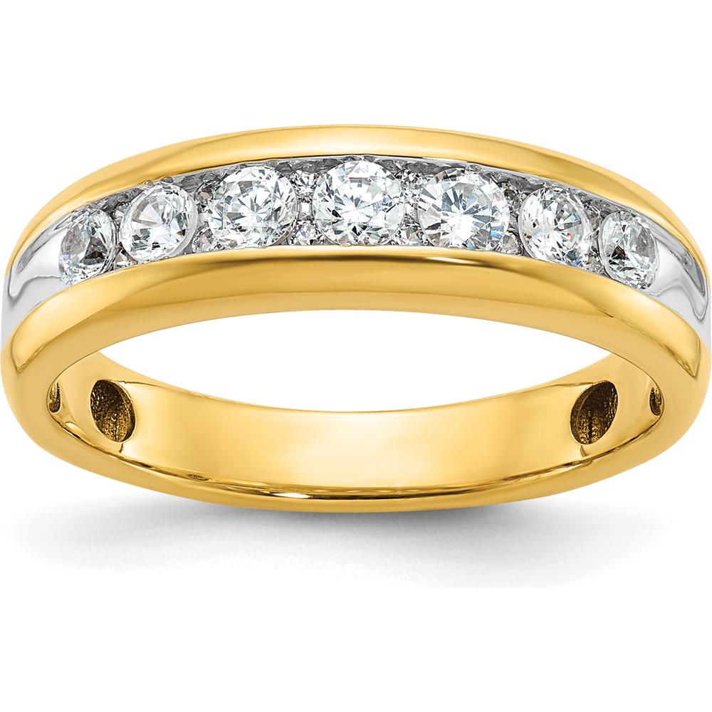 14K Yellow Gold Polished Band with 1/2 Carat AA Quality Round Diamonds by IBGoodman