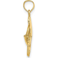 14K Yellow Gold Polished Bannerfish Pendant with Textured Detailing by Oro Pregiato