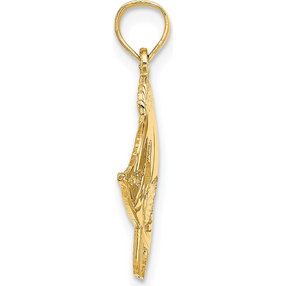 14K Yellow Gold Polished Bannerfish Pendant with Textured Detailing by Oro Pregiato