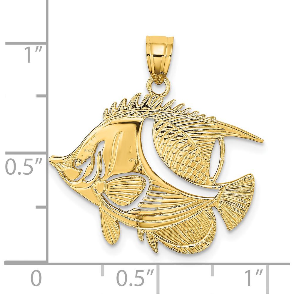 14K Yellow Gold Polished Bannerfish Pendant with Textured Detailing by Oro Pregiato