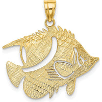 14K Yellow Gold Polished Bannerfish Pendant with Textured Detailing by Oro Pregiato