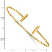 14K Yellow Gold Polished Bar Cuff Bangle Bracelet - 7", 2mm Width by Oro Pregiato