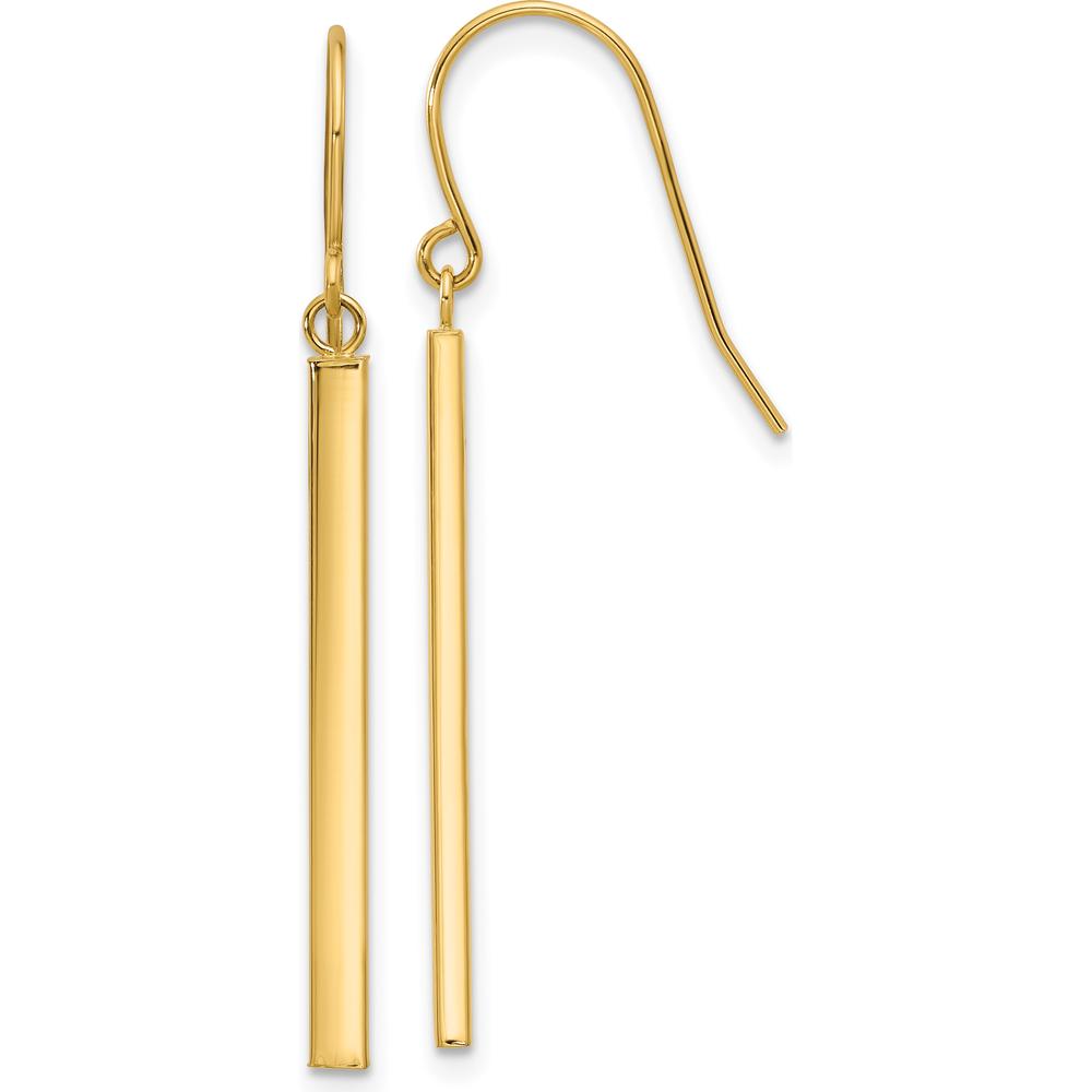 14K Yellow Gold Polished Bar Dangle Earrings - 41.3mm Length by Oro Pregiato
