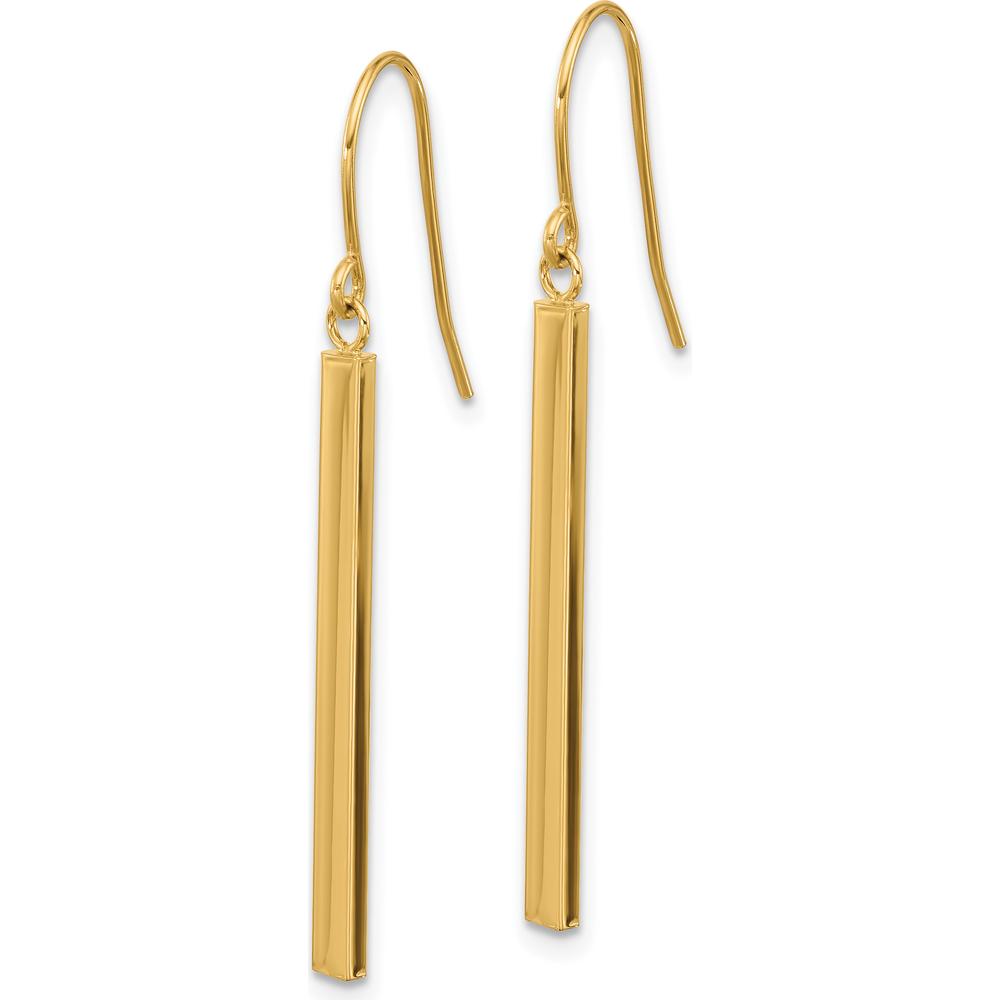 14K Yellow Gold Polished Bar Dangle Earrings - 41.3mm Length by Oro Pregiato
