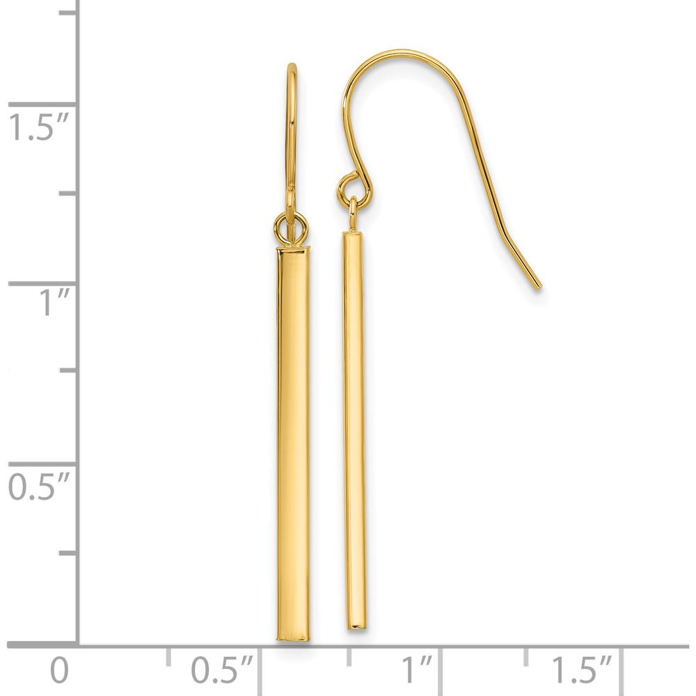 14K Yellow Gold Polished Bar Dangle Earrings - 41.3mm Length by Oro Pregiato