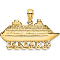 14K Yellow Gold Polished BARBADOS Cruise Ship Charm with Detailed Nautical Design by Oro Pregiato