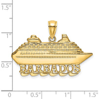 14K Yellow Gold Polished BARBADOS Cruise Ship Charm with Detailed Nautical Design by Oro Pregiato