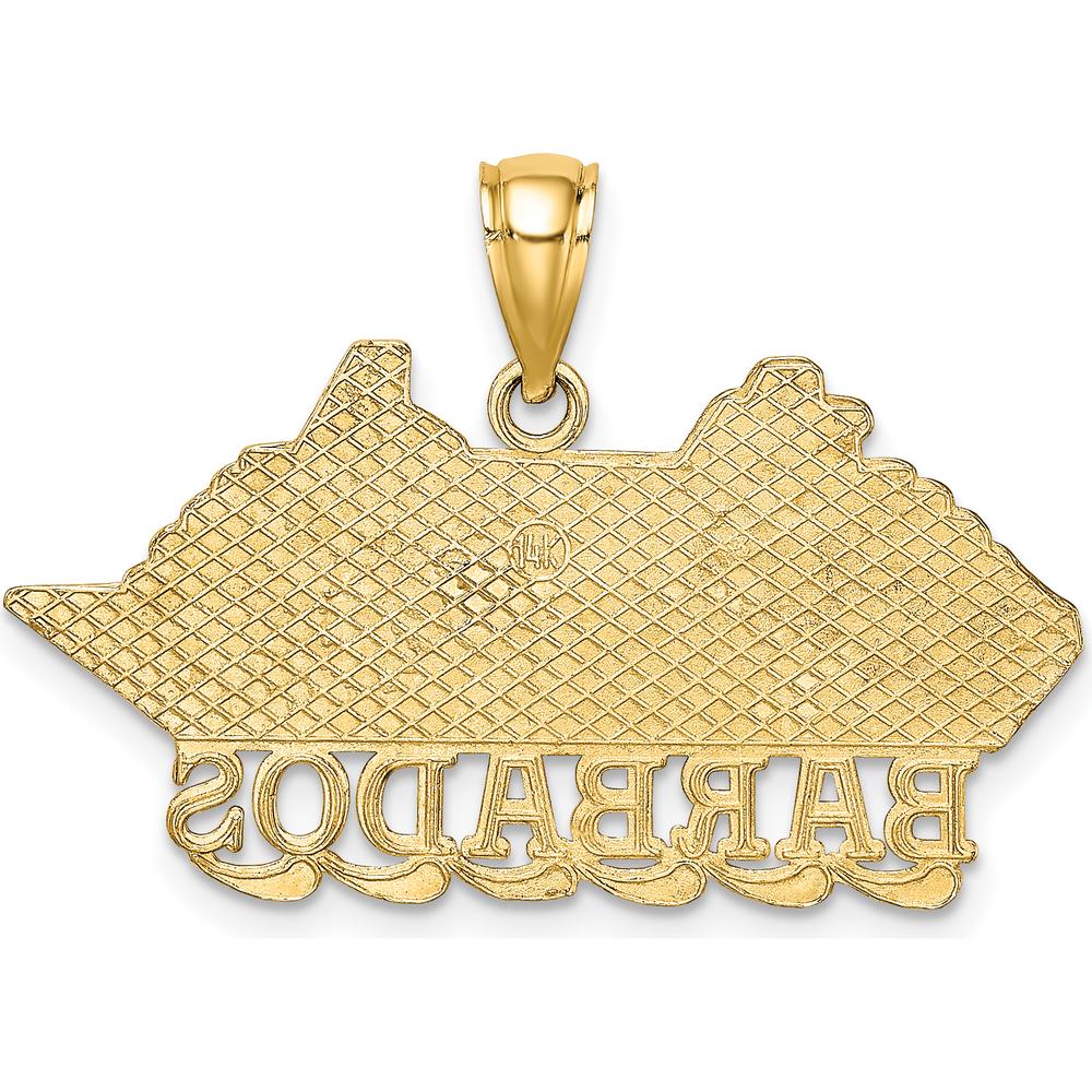 14K Yellow Gold Polished BARBADOS Cruise Ship Charm with Detailed Nautical Design by Oro Pregiato