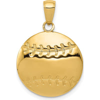 14K Yellow Gold Polished Baseball Charm with Textured Detailing - 21mm Length by Oro Pregiato
