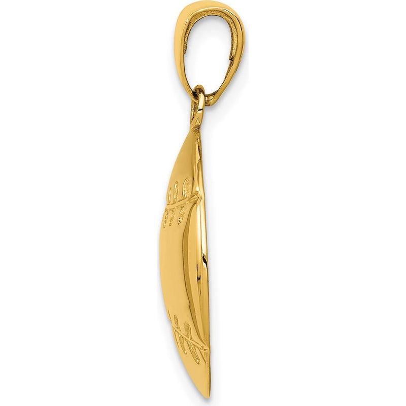 14K Yellow Gold Polished Baseball Charm with Textured Detailing - 21mm Length by Oro Pregiato