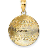 14K Yellow Gold Polished Baseball Charm with Textured Detailing - 21mm Length by Oro Pregiato