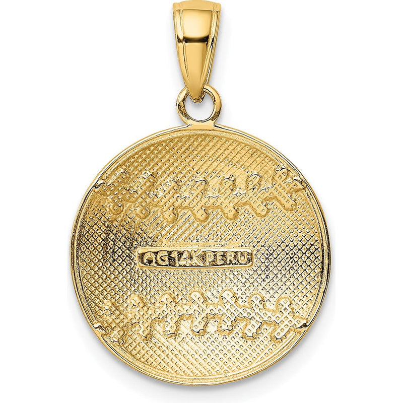 14K Yellow Gold Polished Baseball Charm with Textured Detailing - 21mm Length by Oro Pregiato