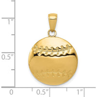 14K Yellow Gold Polished Baseball Charm with Textured Detailing - 21mm Length by Oro Pregiato
