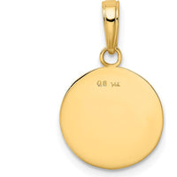 14K Yellow Gold Polished Baseball Pendant with Textured Stitch Design by Oro Pregiato