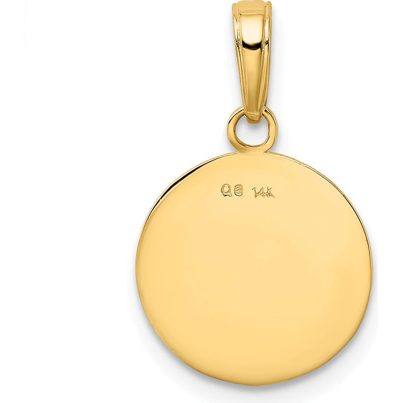 14K Yellow Gold Polished Baseball Pendant with Textured Stitch Design by Oro Pregiato