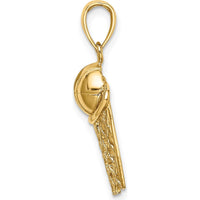 14K Yellow Gold Polished Basketball and Net Charm Pendant - 17.8mm Length by Oro Pregiato