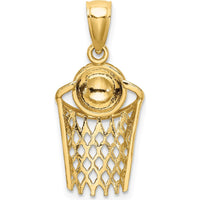 14K Yellow Gold Polished Basketball and Net Charm Pendant - 17.8mm Length by Oro Pregiato