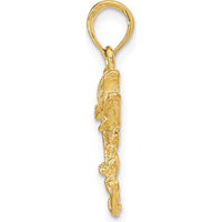14K Yellow Gold Polished Bass Fish Pendant Charm - Nature Inspired Design by Oro Pregiato