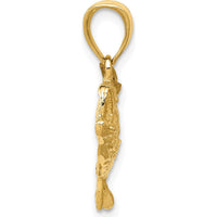 14K Yellow Gold Polished Bass Fish Pendant - Nature-Inspired Design by Oro Pregiato