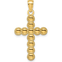 14K Yellow Gold Polished Beaded Circles Cross Pendant - 34.5mm in Length by Oro Pregiato