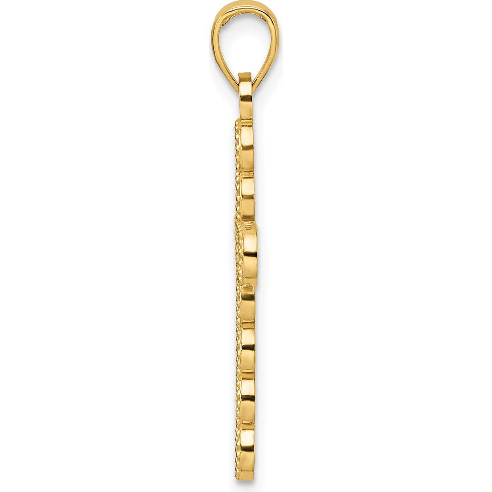 14K Yellow Gold Polished Beaded Circles Cross Pendant - 34.5mm in Length by Oro Pregiato