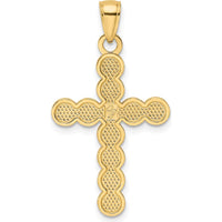 14K Yellow Gold Polished Beaded Circles Cross Pendant - 34.5mm in Length by Oro Pregiato