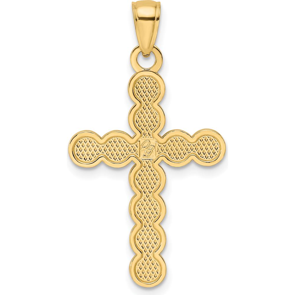 14K Yellow Gold Polished Beaded Circles Cross Pendant - 34.5mm in Length by Oro Pregiato