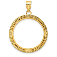 14K Yellow Gold Polished Beaded Coin Bezel Pendant for 1/4 oz. American Eagle Coin by Numis Coin Jewelry