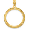 14K Yellow Gold Polished Beaded Coin Bezel Pendant for 1/4 oz. American Eagle Coin by Numis Coin Jewelry