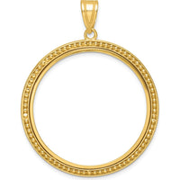 14K Yellow Gold Polished Beaded Coin Bezel Pendant - Holds 1 oz. Panda Coin by Numis Coin Jewelry