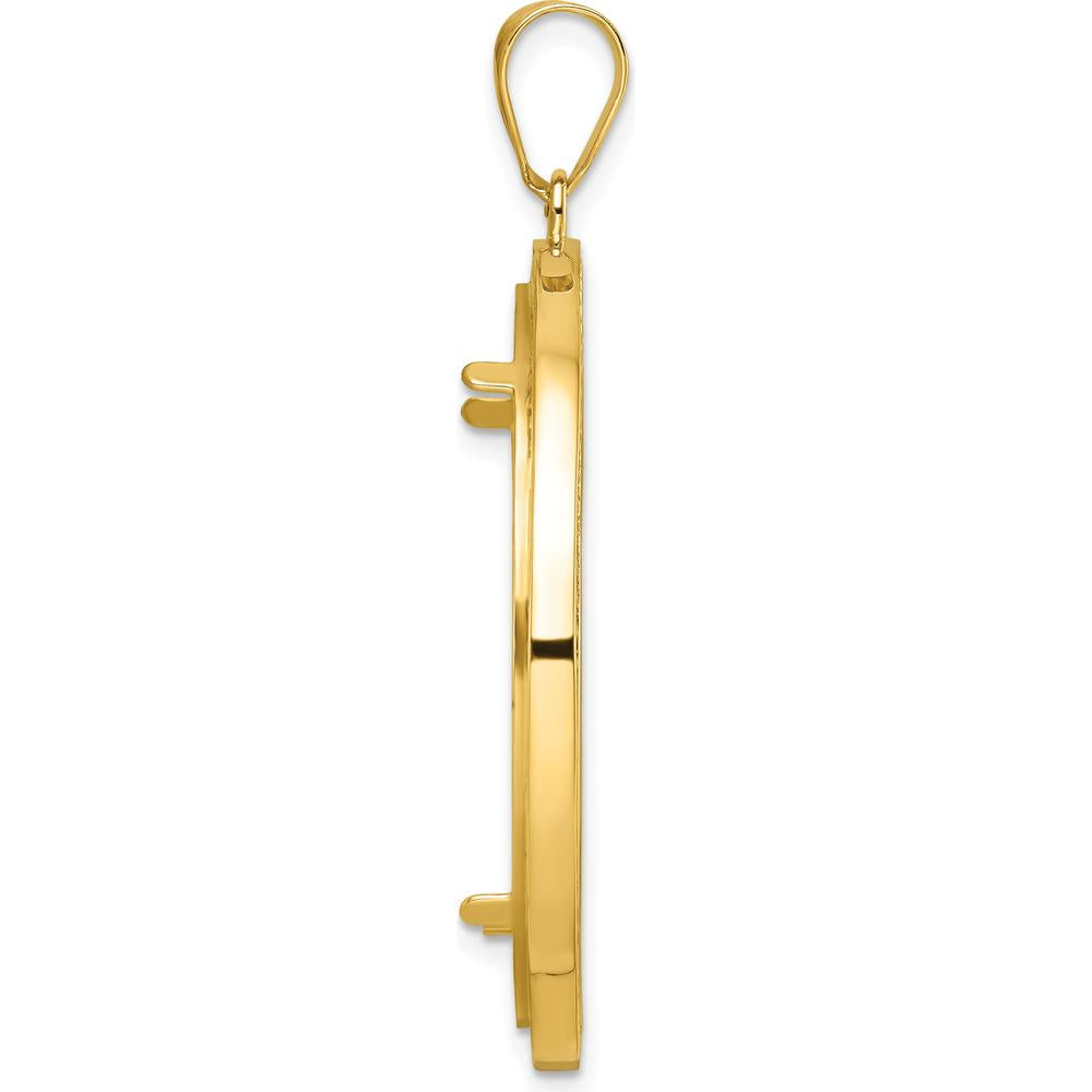 14K Yellow Gold Polished Beaded Coin Bezel Pendant - Holds 1 oz. Panda Coin by Numis Coin Jewelry