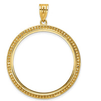 14K Yellow Gold Polished Beaded Coin Bezel Pendant - Holds 1 oz. Panda Coin by Numis Coin Jewelry