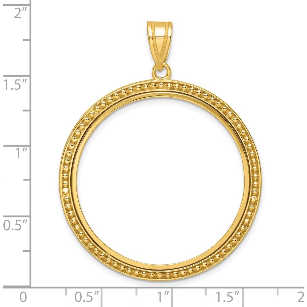 14K Yellow Gold Polished Beaded Coin Bezel Pendant - Holds 1 oz. Panda Coin by Numis Coin Jewelry