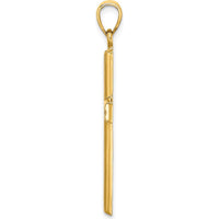 14K Yellow Gold Polished Beaded Cross Charm Pendant - 42.5mm in Length by Oro Pregiato
