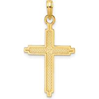 14K Yellow Gold Polished Beaded Cross Pendant - 34mm Length by Oro Pregiato
