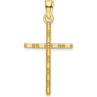 14K Yellow Gold Polished Beaded Cross Pendant - 36.4mm Length by Oro Pregiato