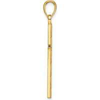 14K Yellow Gold Polished Beaded Cross Pendant - 36.4mm Length by Oro Pregiato