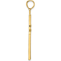 14K Yellow Gold Polished Beaded Cross Pendant - 48mm Length by Oro Pregiato