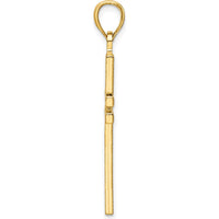 14K Yellow Gold Polished Beaded Cross Pendant with Open Back Design by Oro Pregiato