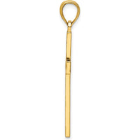 14K Yellow Gold Polished Beaded Cross Pendant with Textured Back - 39.8mm Length by Oro Pregiato
